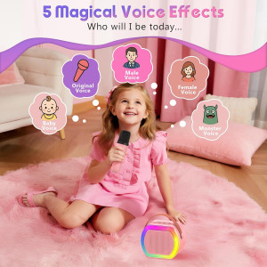 Mini Karaoke Enfants 2025 avec 2 Micros Sans Fil, Cadeau Top