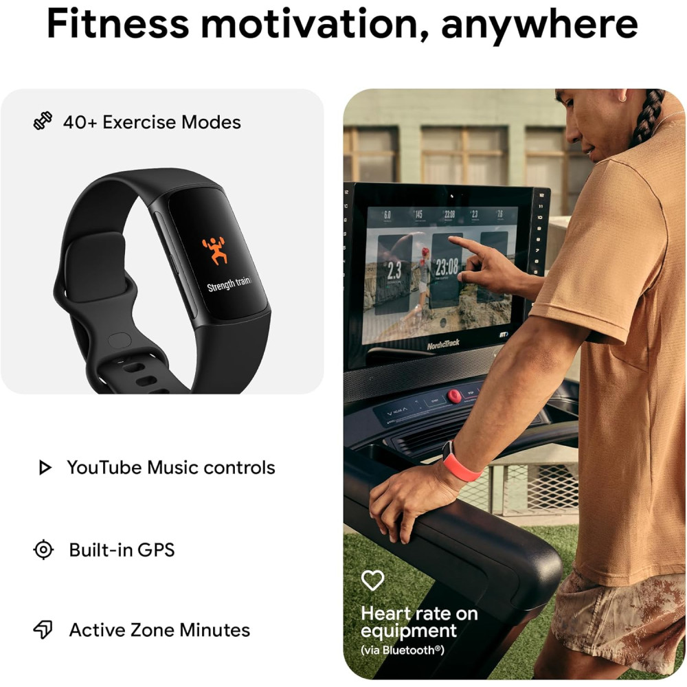 Fitbit Charge 6 Fitness Tracker with GPS, Heart Rate & 6-Month Premium