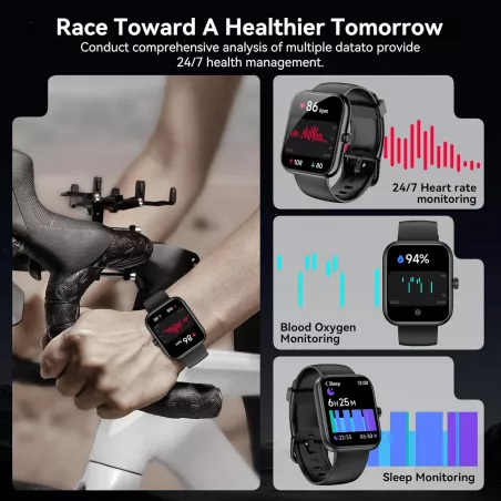 Montre Connectée Alexa 1.83 HD, Bluetooth, Tracker Sportif