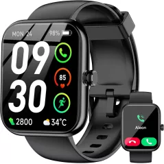 Montre Connectée Alexa 1.83 HD, Appels Bluetooth, Coach Sport, 120+ Modes, Étanche IP68 - Noir