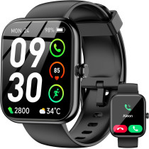 Smart Watch with Alexa, Bluetooth Calls, Fitness & Sleep Tracking - Black