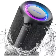 Enceinte Bluetooth Portable Étanche IP67 15W, Batterie 2500mAh, Son Stéréo, Lumières, TWS, BT5.3 (Noir)