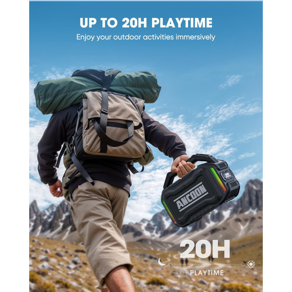 80W Bluetooth Wireless Speaker with Bass, 20H Playtime & IPX6 Waterproof