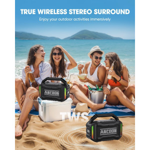 80W Bluetooth Wireless Speaker with Bass, 20H Playtime & IPX6 Waterproof