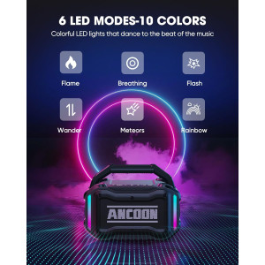 80W Bluetooth Wireless Speaker with Bass, 20H Playtime & IPX6 Waterproof