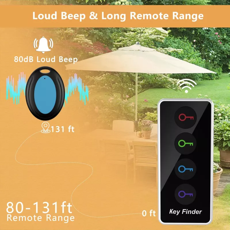 Localiseur Télécommande LED 131ft + Porte-Clés 4 Tags Bruit