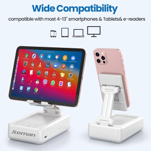 Support Téléphone Portable Bluetooth JTEMAN avec Haut-Parleur - Blanc