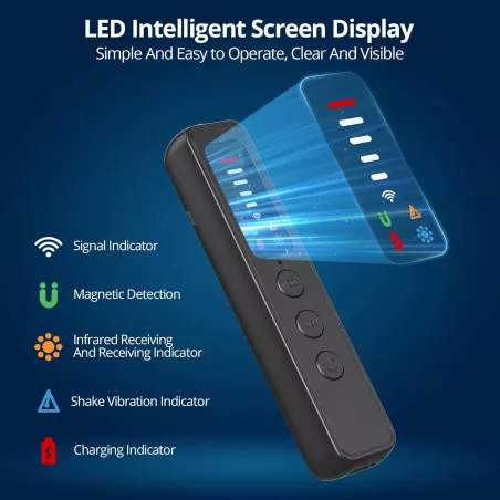 Détecteur Caméra Cachée AI - Scanner RF Portable 5 Niveaux