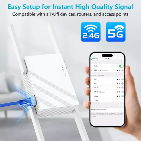 Amplificateur WiFi 2025 1.2Gbps, 12880 sqft, Dual Band