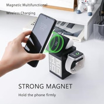 3-in-1 Wireless Charger with Bluetooth Speaker, Alarm Clock & USB Port