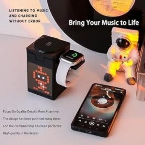 3-in-1 Wireless Charger with Bluetooth Speaker, Alarm Clock & USB Port