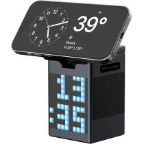 3-in-1 Wireless Charger with Bluetooth Speaker, Alarm Clock & USB Port