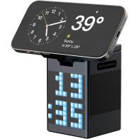 3-in-1 Wireless Charger with Bluetooth Speaker, Alarm Clock & USB Port