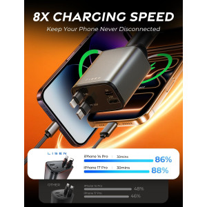 Chargeur Voiture Rétractable LISEN 69W USB-C Rapide iPhone