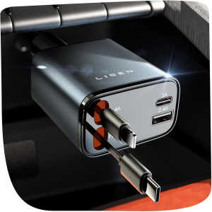Chargeur Voiture Rétractable LISEN 69W USB-C Rapide iPhone