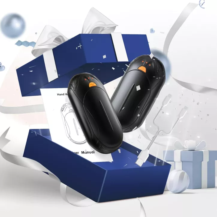 Chauffe-mains Rechargeables AI 2 pcs, Puce Intelligente, 20h Chauffage Sécurisé, Cadeau Noël