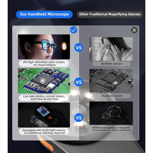 Loupe Numérique T TAKMLY 500x USB Écran 2 IPS Portable