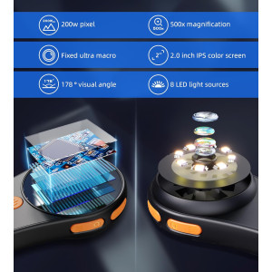 Loupe Numérique T TAKMLY 500x USB Écran 2 IPS Portable
