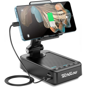 TechGlow Foldable Phone Stand with Bluetooth Speaker & Power Bank Gift