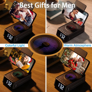 Wireless Phone Stand with Bluetooth Speaker & Clock - Ideal Gift for Him & Her