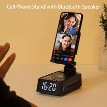 Wireless Phone Stand with Bluetooth Speaker & Clock - Ideal Gift for Him & Her