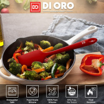 DI ORO Large Heat-Resistant Silicone Spatula – 600ºF, Red, Pro-Grade