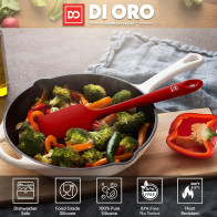 DI ORO Large Heat-Resistant Silicone Spatula – 600ºF, Red, Pro-Grade
