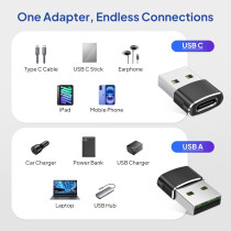 Elebase USB to USB-C Adapter 4Pack for iPhone 17, iPad, Samsung S25