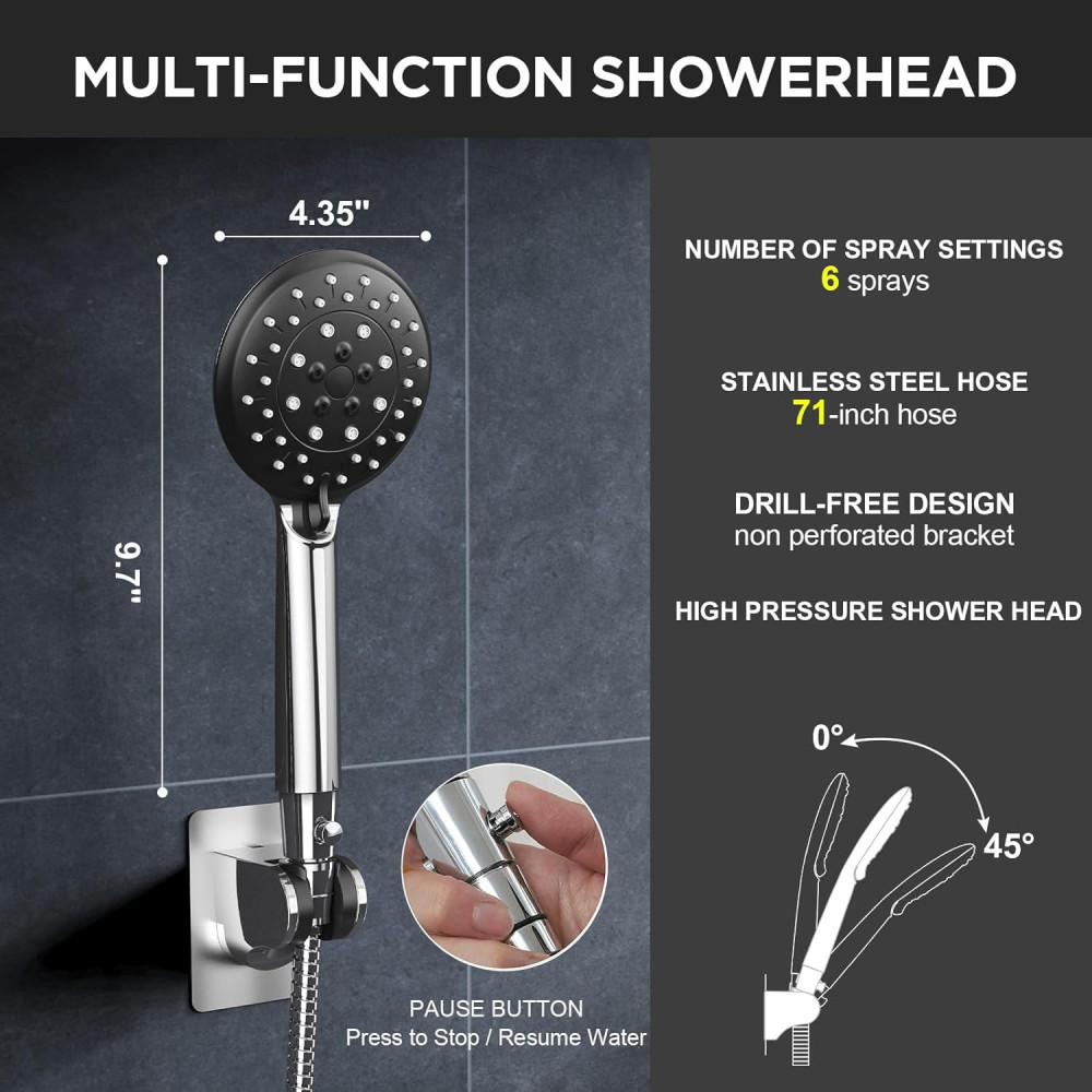 Veken Wide Rain Shower Head with Handheld – High Pressure Combo Set