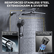 Veken Wide Rain Shower Head with Handheld – High Pressure Combo Set