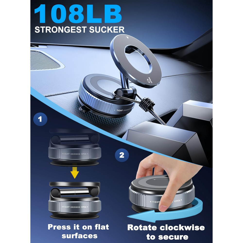 Upgraded 360° Nano Gel Magnetic Car Phone Holder for iPhone 17 Pro Max