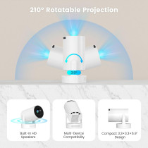 Mini Portable 4K Projector HY300 ULTRA with Bluetooth 5.4 & WIFI6