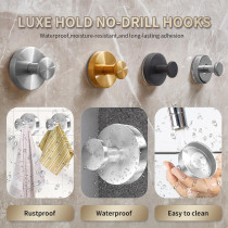 2025 Upgraded Drill-Free Stainless Steel Suction Cup Hooks - 4 Pack Black