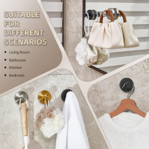 2025 Upgraded Drill-Free Stainless Steel Suction Cup Hooks - 4 Pack Black