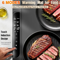 Electric Food Warmer Mat - 14 Temp Settings, Silicone, 26x15 inch Tray