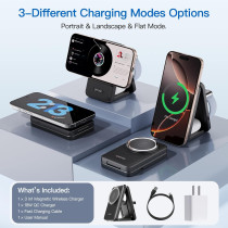2025 Wireless Fast Charging Station: Magnetic 3-in-1 Charger for iPhone, Apple Watch & AirPods