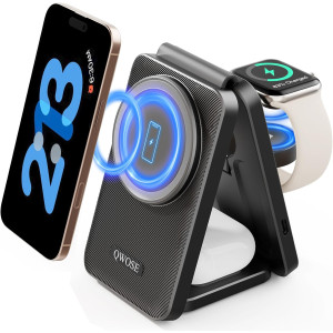 2025 Wireless Fast Charging Station: Magnetic 3-in-1 Charger for iPhone, Apple Watch & AirPods