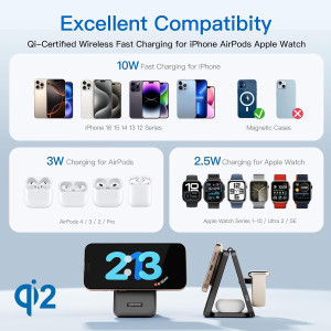 Chargeur Sans Fil Magnétique 3-en-1 2025 pour iPhone & Apple Watch