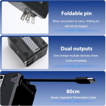 2025 Retractable 2-in-1 120W Fast Charger Adapter – Foldable Plug Green