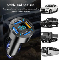 66W Fast USB Car Charger with Voltmeter & LED for iPhone & Samsung