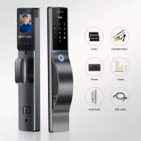 Serrure Intelligente 3D Reconnaissance Faciale HD, Entrée Sans Clé, WiFi, Auto-Verrouillage, App Wishome