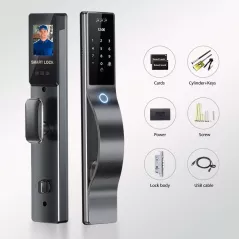 Serrure Intelligente 3D Reconnaissance Faciale HD, Entrée Sans Clé, WiFi, Auto-Verrouillage, App Wishome
