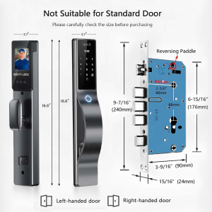 3D Face Recognition Smart Lock with HD Camera, Keyless Entry & App Control