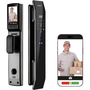 Smart WiFi Door Lock with 3D Face ID, Fingerprint & Video Doorbell
