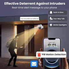 Caméra Sécurité 2K 2025 Sans Fil, Batterie Longue Durée & AI