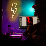 Enseigne Néon Éclair Jaune LED pour Décor Mural - USB/Batterie