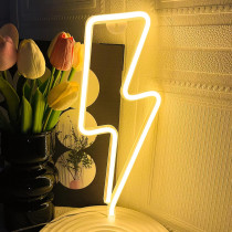 Enseigne Néon Éclair Jaune LED pour Décor Mural - USB/Batterie