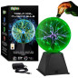 Playbees 7 Green Plasma Ball Tesla Coil Bulb - Static Electricity Globe for Parties, STEM, Decor