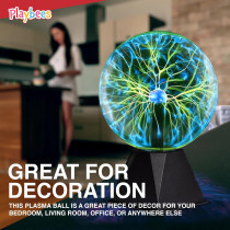 Playbees 7 Green Plasma Ball - Tesla Coil Lightning Globe for Parties & STEM
