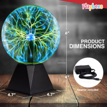Playbees 7 Green Plasma Ball - Tesla Coil Lightning Globe for Parties & STEM
